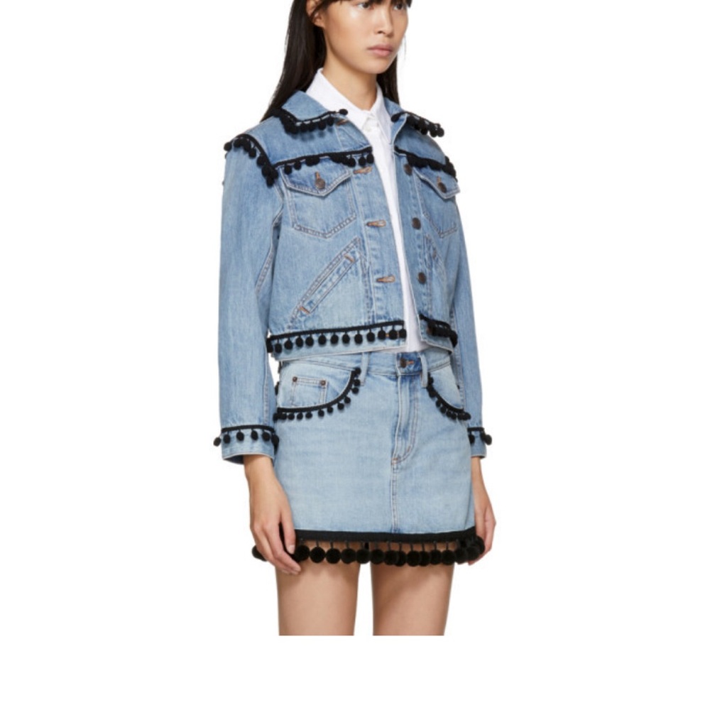 Marc Jacobs Indigo Denim Shrunken Pom Pom Jacket XS